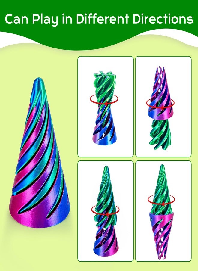 3Dgenius 6 Pack Spiral Cone Fidget Toys 3D Printed Spiral Fidget Toys Impossible Cone 3D Printed Fidgets Impossible Pyramid Passthrough 3D Printed Toys for Adults & Kids for Anxiety Relaxing, Pack1 - Image 3